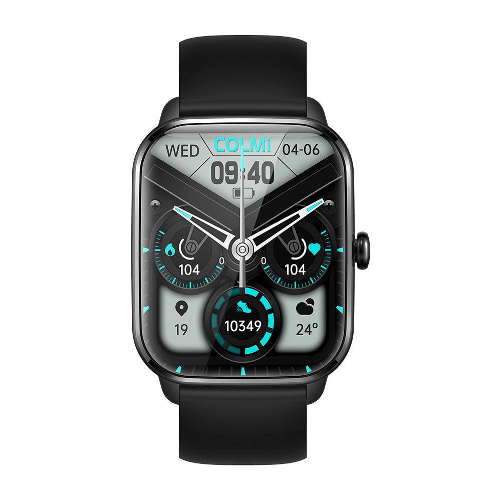 COLMI C61 Smartwatch black color front view 1.9″ HD Screen Bluetooth Calling