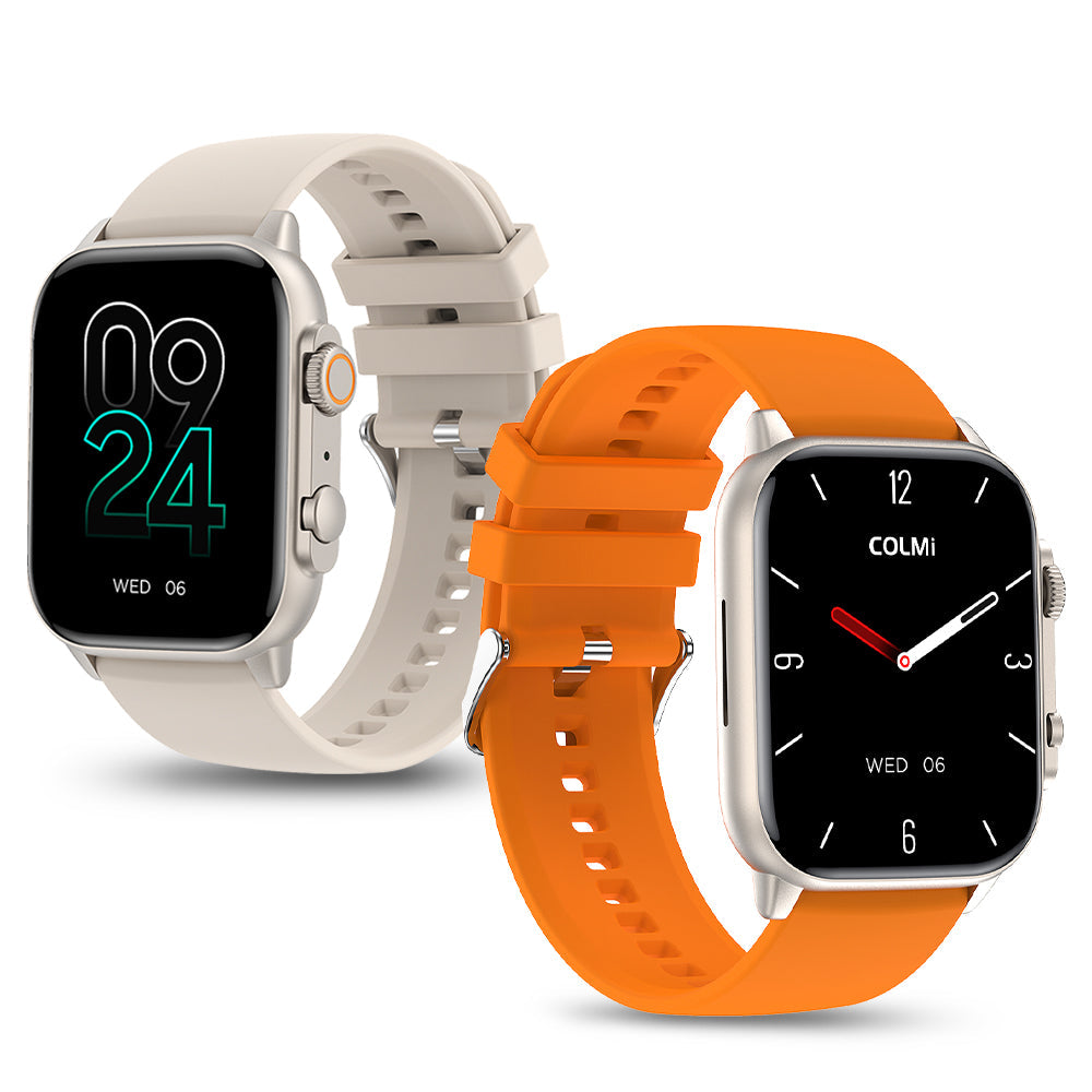 COLMI C81 Smartwatch 2.0″ AMOLED Screen Bluetooth Calling 100+ Sport Mode Smart Watch orange and gold overview