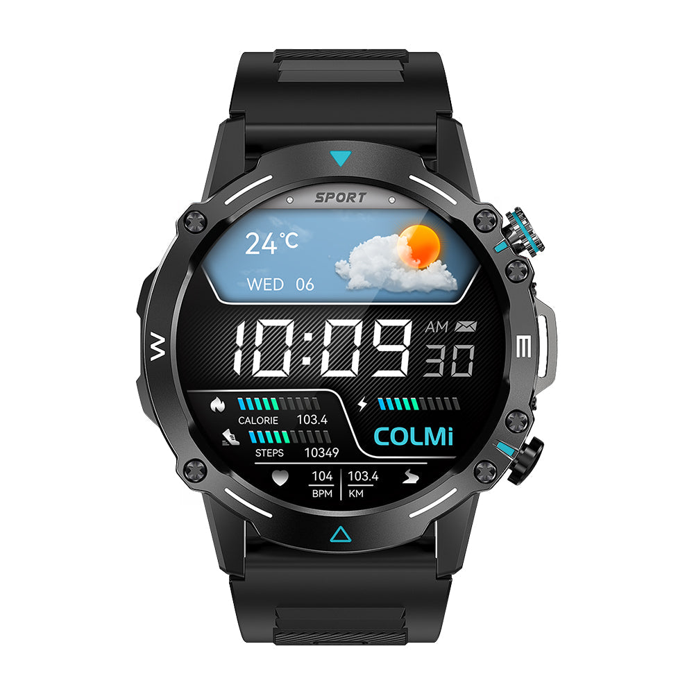 COLMI M42 Smartwatch 1.43″ AMOLED Display 100+ Sports Mode Voice Calling Smart Watch black color front view