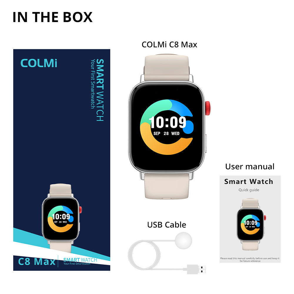 Colmi C8 max smart watch in the box items