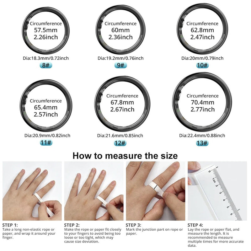 COLMi R09 Smart Ring - Heart Rate, Blood Oxygen Monitoring & Waterproof ...