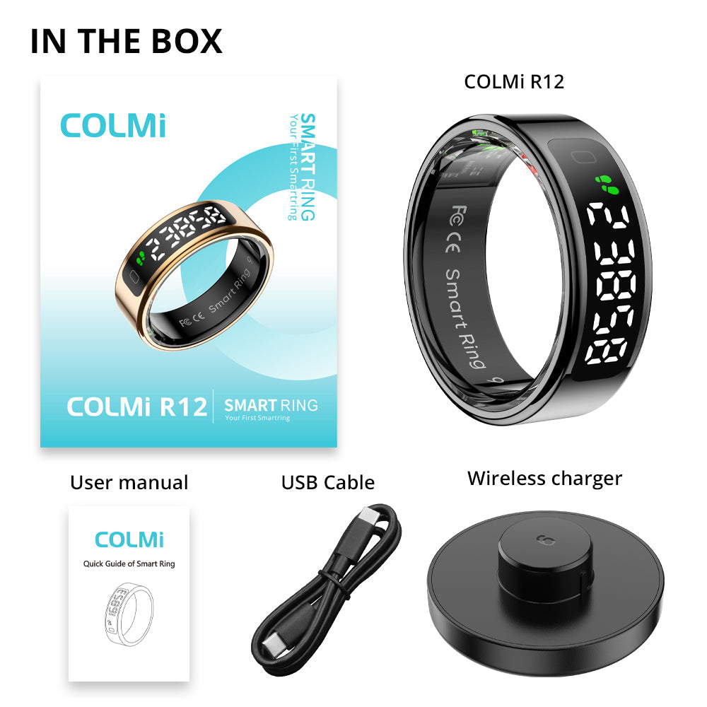 Colmi R12 Smart Ring in the box items