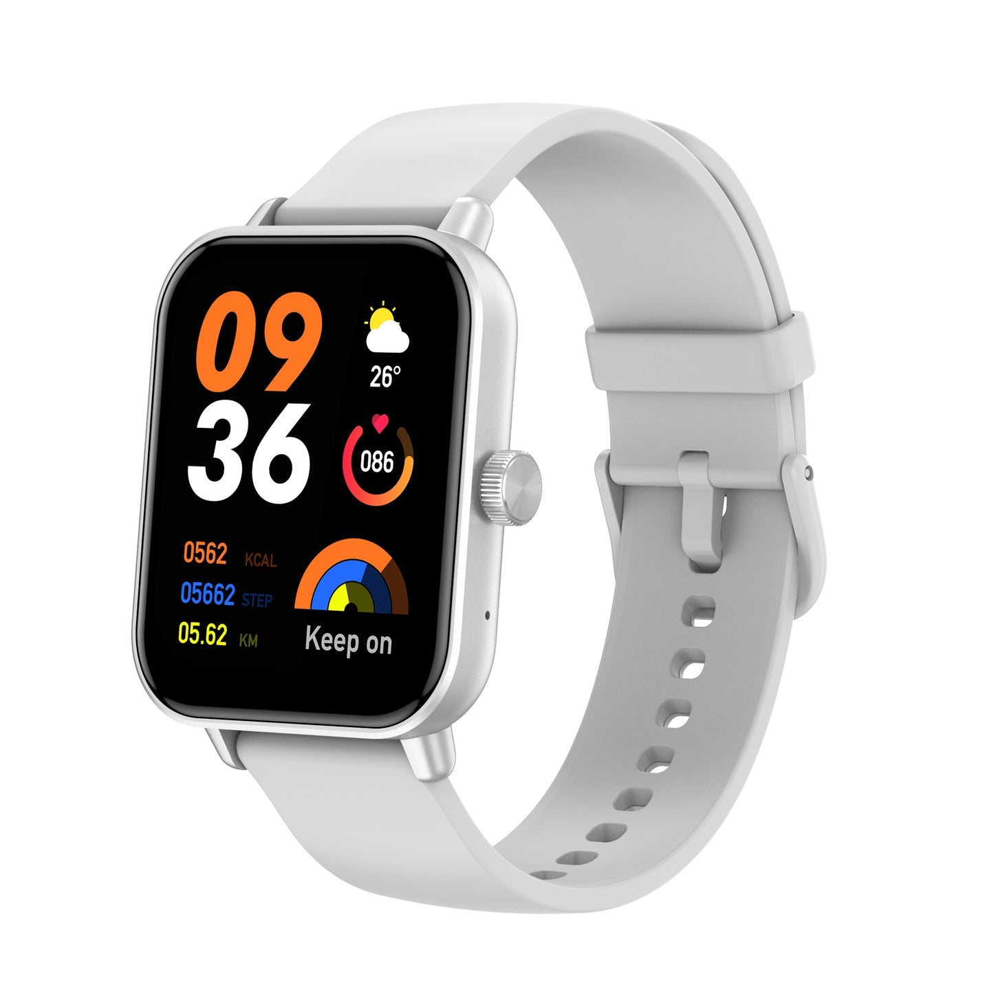 Colmi P81 smart watch silver color front right view