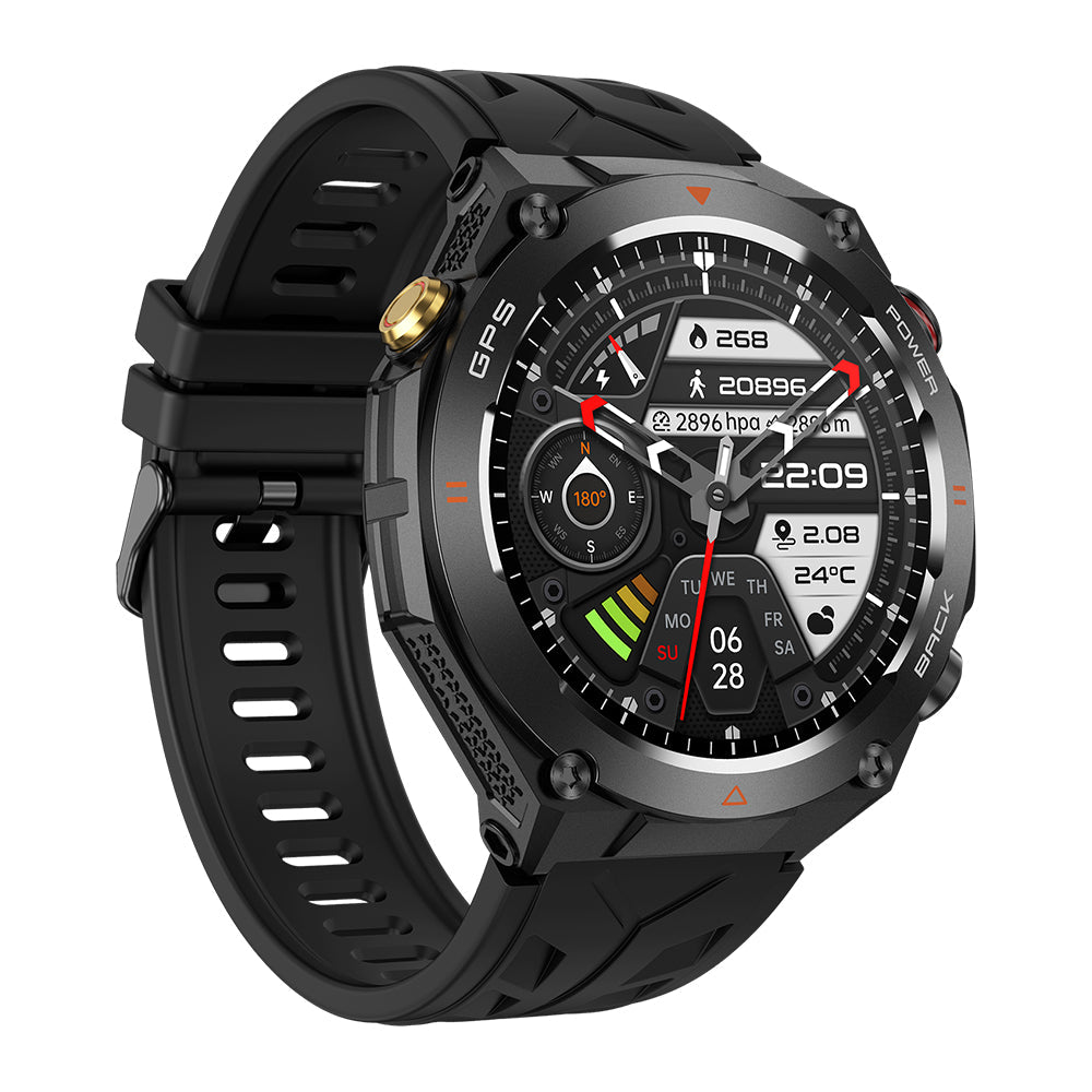 colmi v75 smart watch with gps black color left view