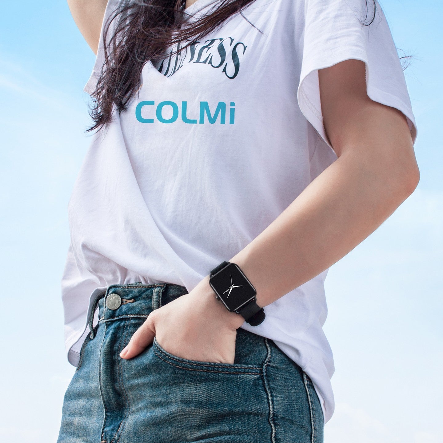 girl wearing colmi smart watch homepage banner 2